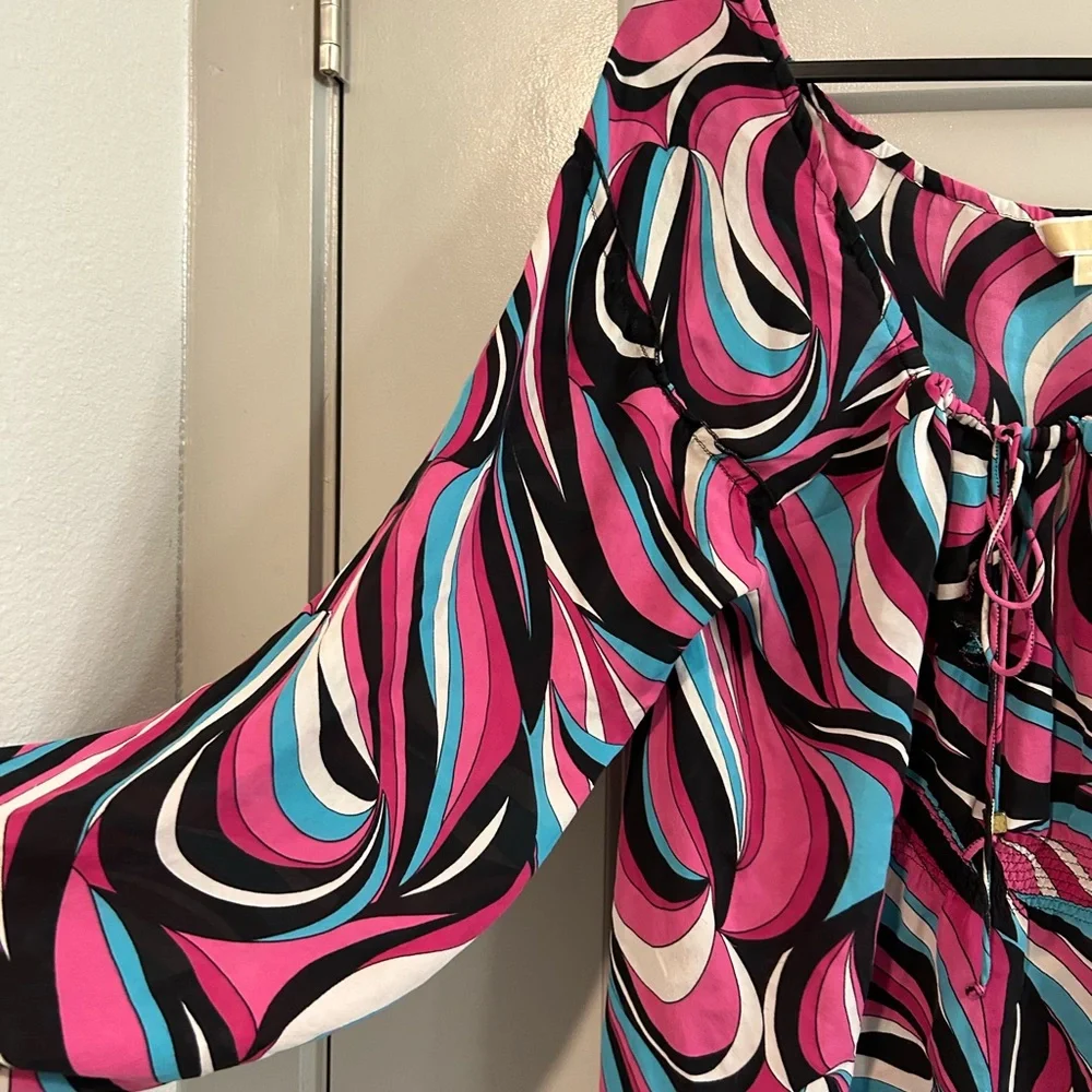 MICHAEL Michael Kors Pink and Blue Swirl Blouse - Picture 2 of 5
